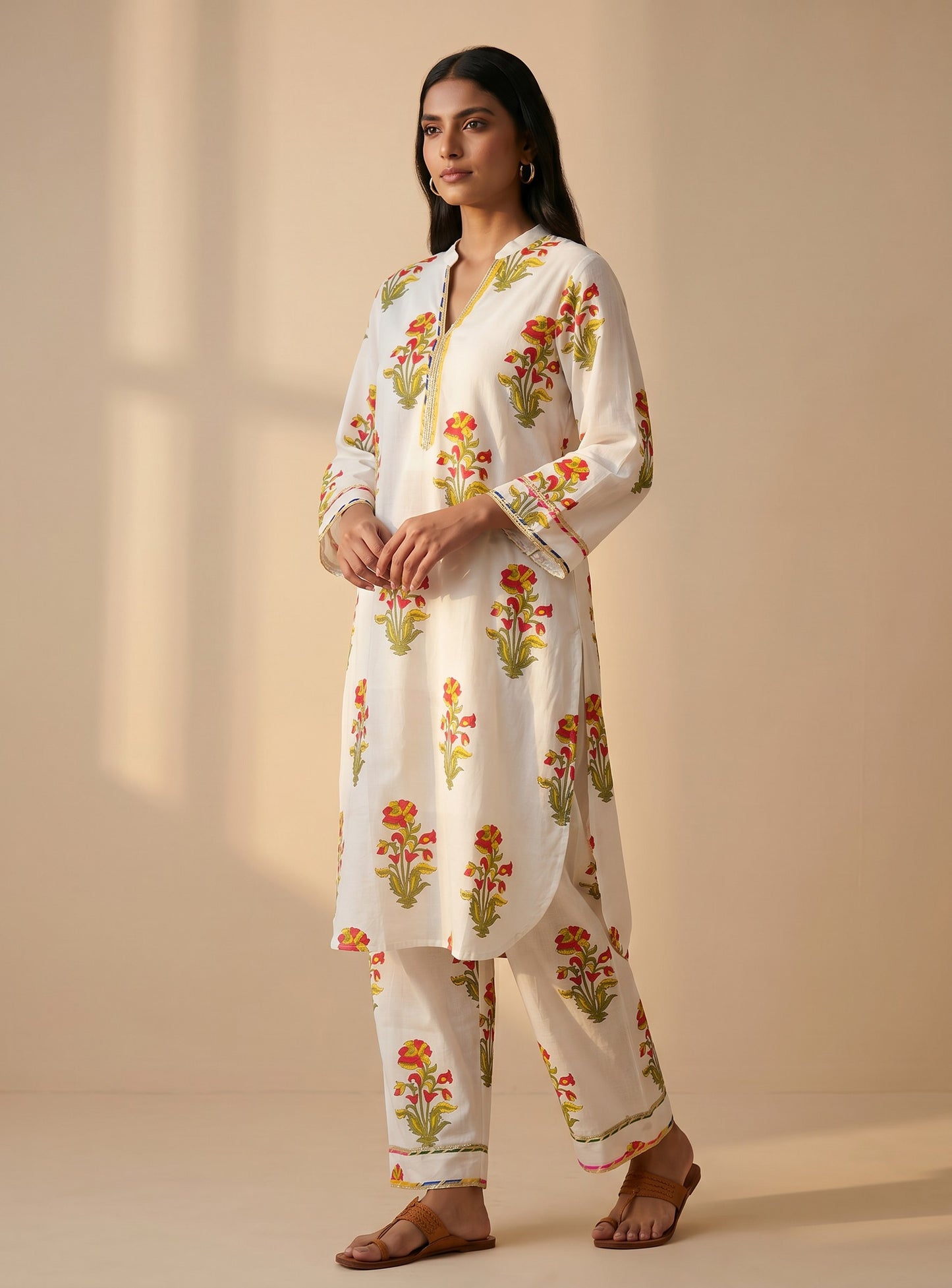 Gulposh Ivory Handblock Kurta Set
