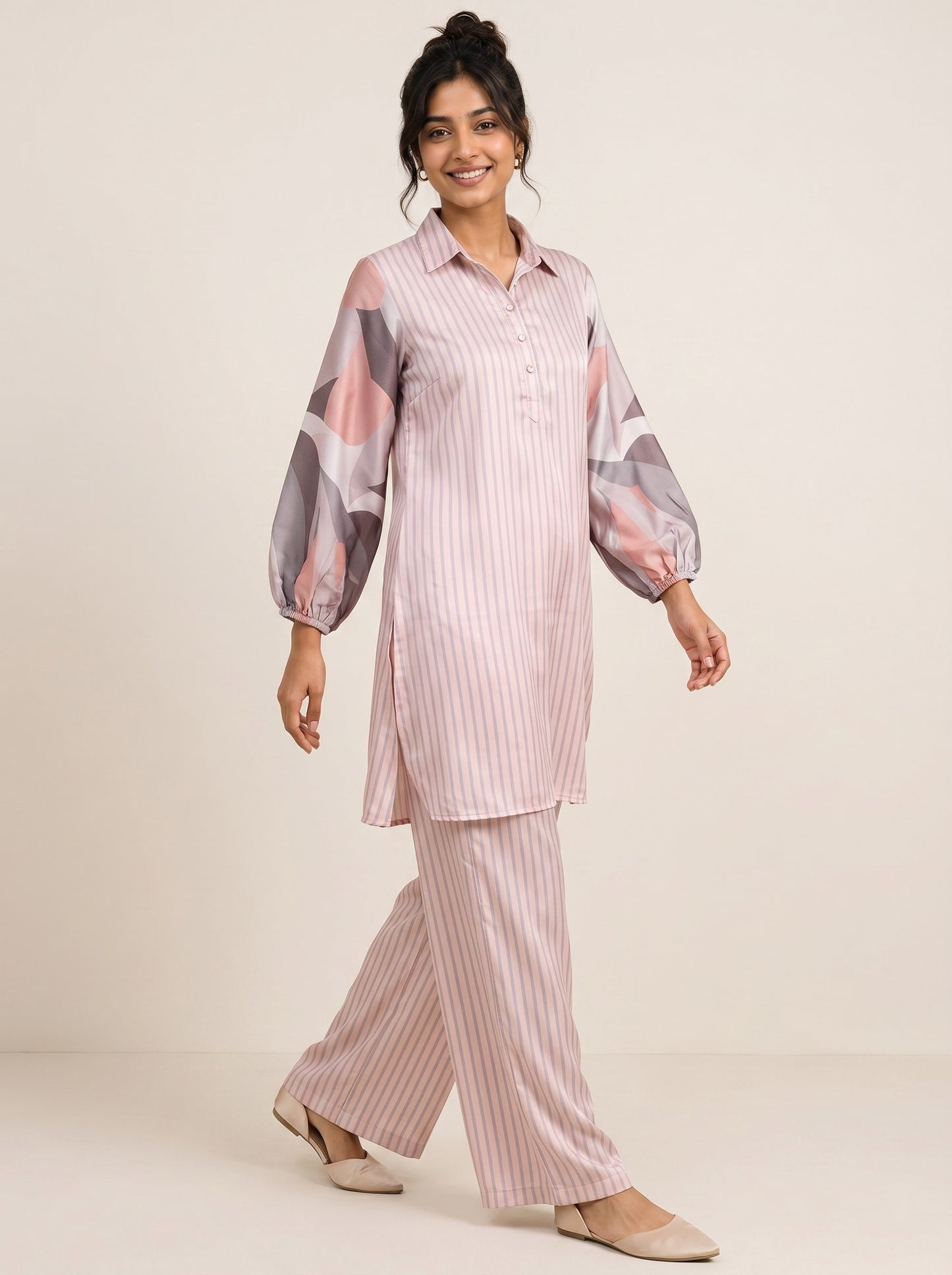 Blush Aura Satin Co-Ord Set