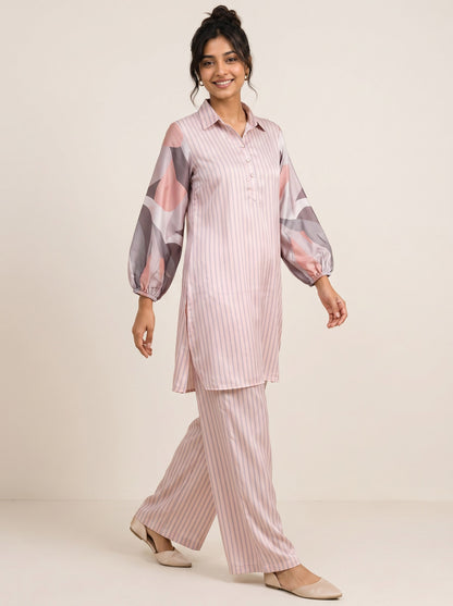 Blush Aura Satin Co-Ord Set