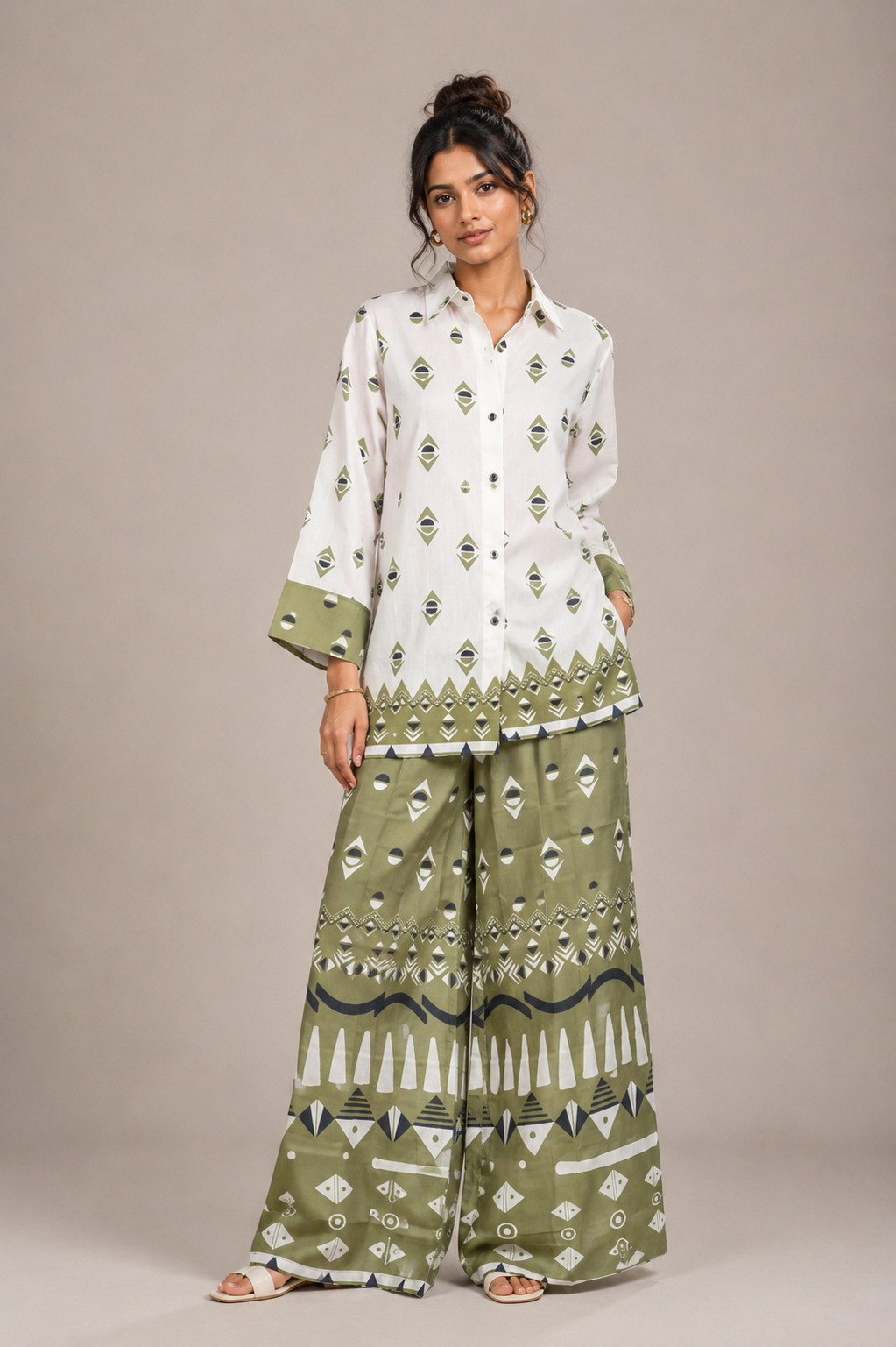 Olive Mirage Printed Co-Ord Set