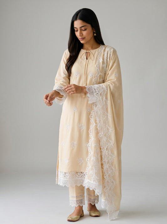 Ivory Noor Embroidered Fabric Set