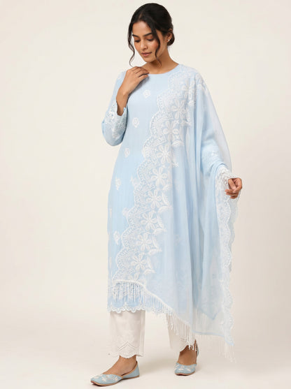 Sitara Powder Blue Embroidered Fabric Set