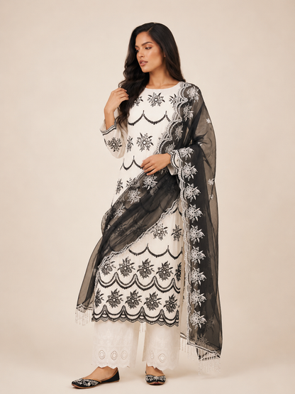 Noir Meher Embroidered Fabric Set