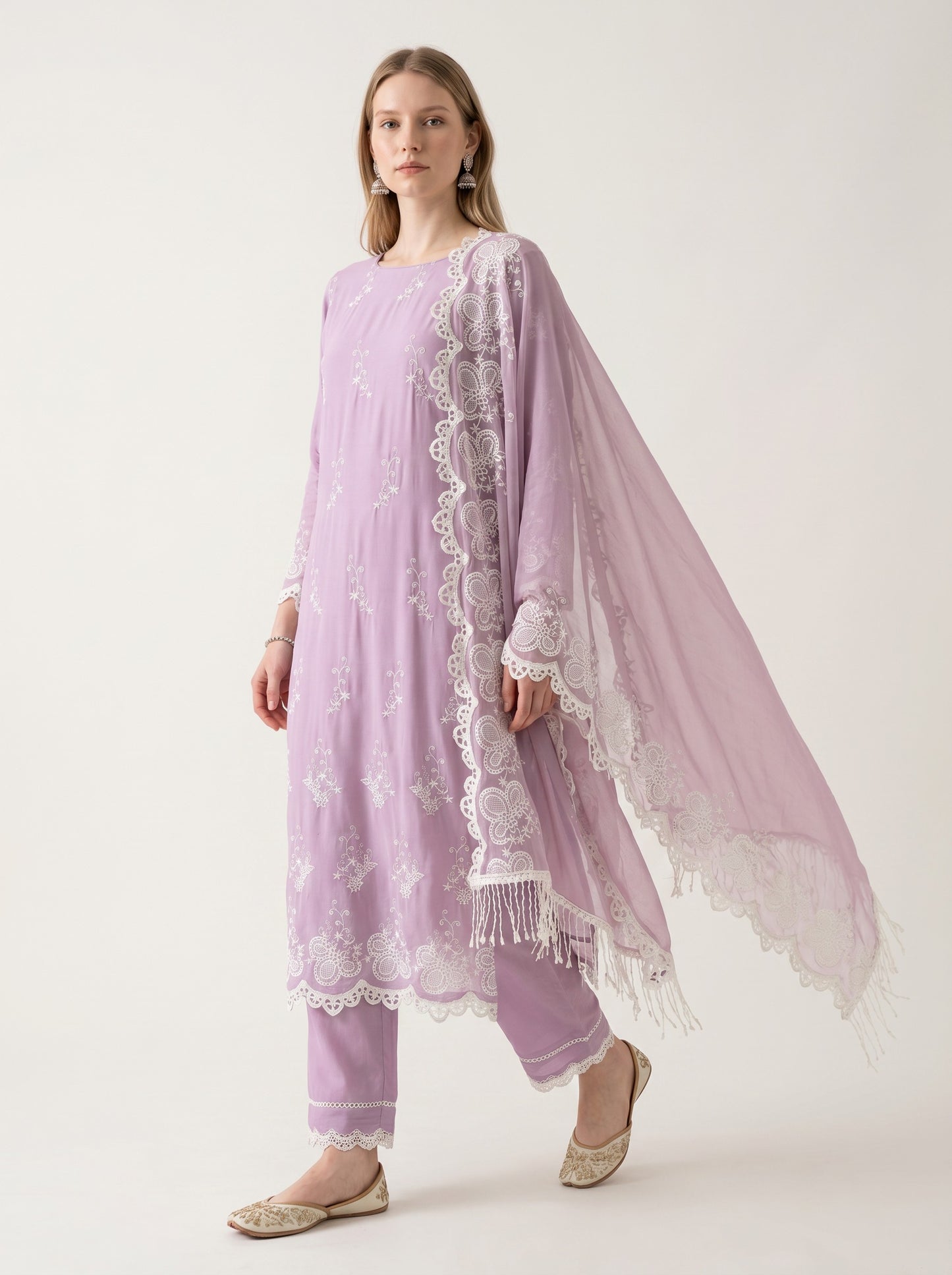 Lavender Noor Embroidered Fabric Set