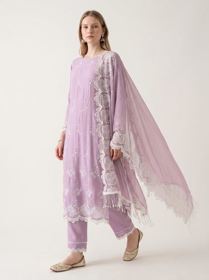 Lavender Noor Embroidered Fabric Set