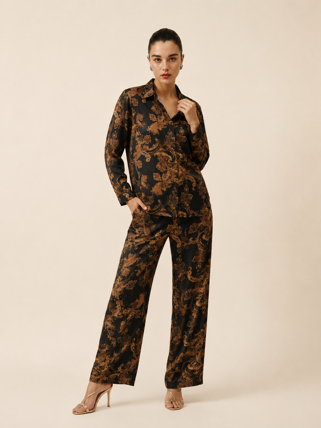 Midnight Royale Satin Co-ord Set