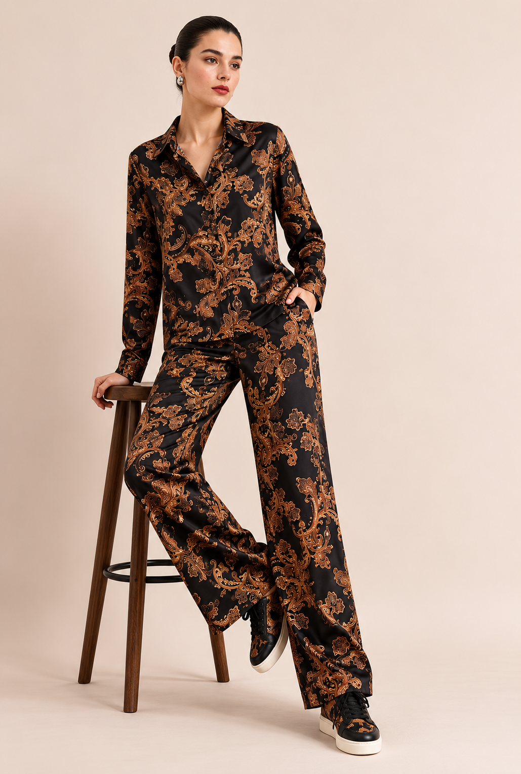 Midnight Royale Satin Co-ord Set