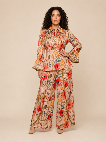 Blush Garden Satin Co-ord Set