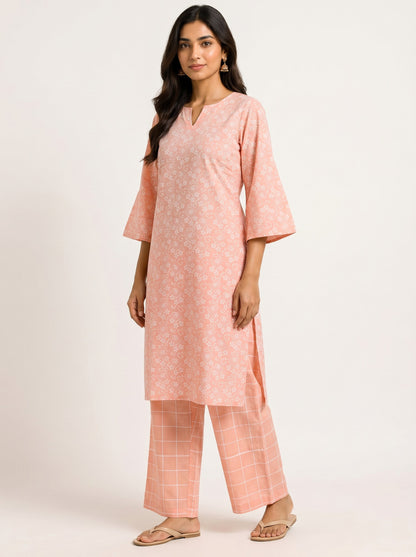 Peach Petal Kurta Set