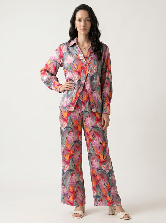 Tropical Twilight Satin Co-Ord Set
