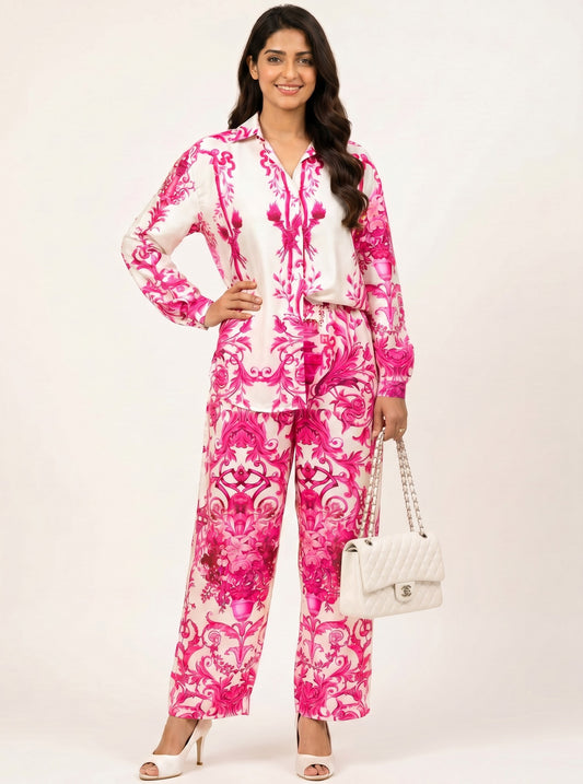 Blush Royale Satin Co-Ord Set