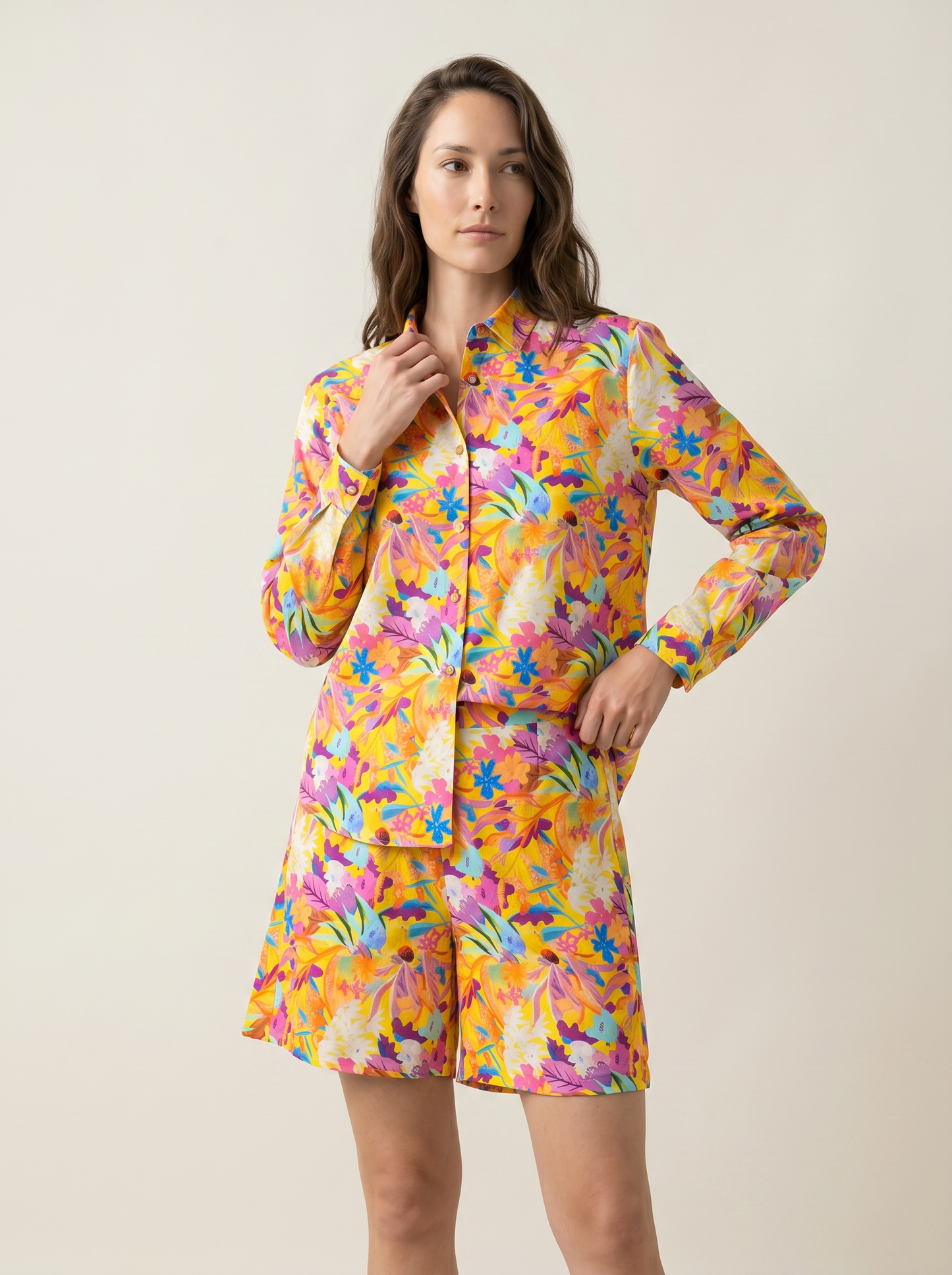 Sunset Bloom Satin Co-Ord Set
