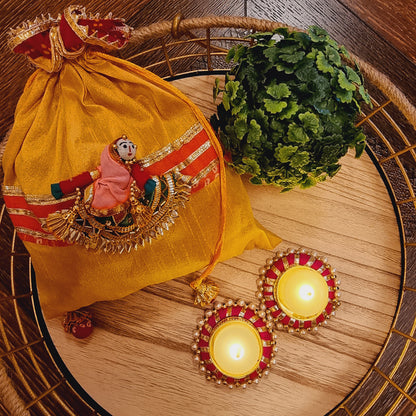 Puppet Latkan Potli Gifting Bag Yellow