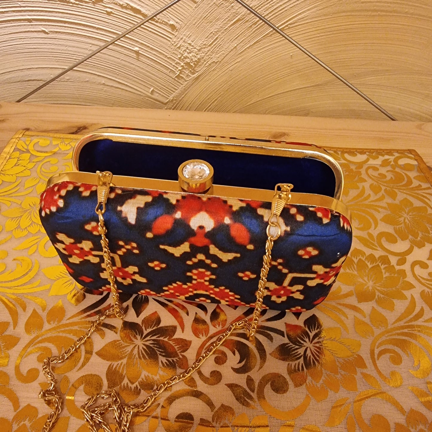 Patola Printed Clutch Bag Blue - Urban Roots