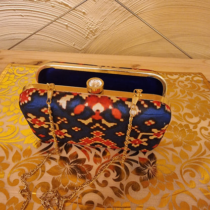 Patola Printed Clutch Bag Blue - Urban Roots