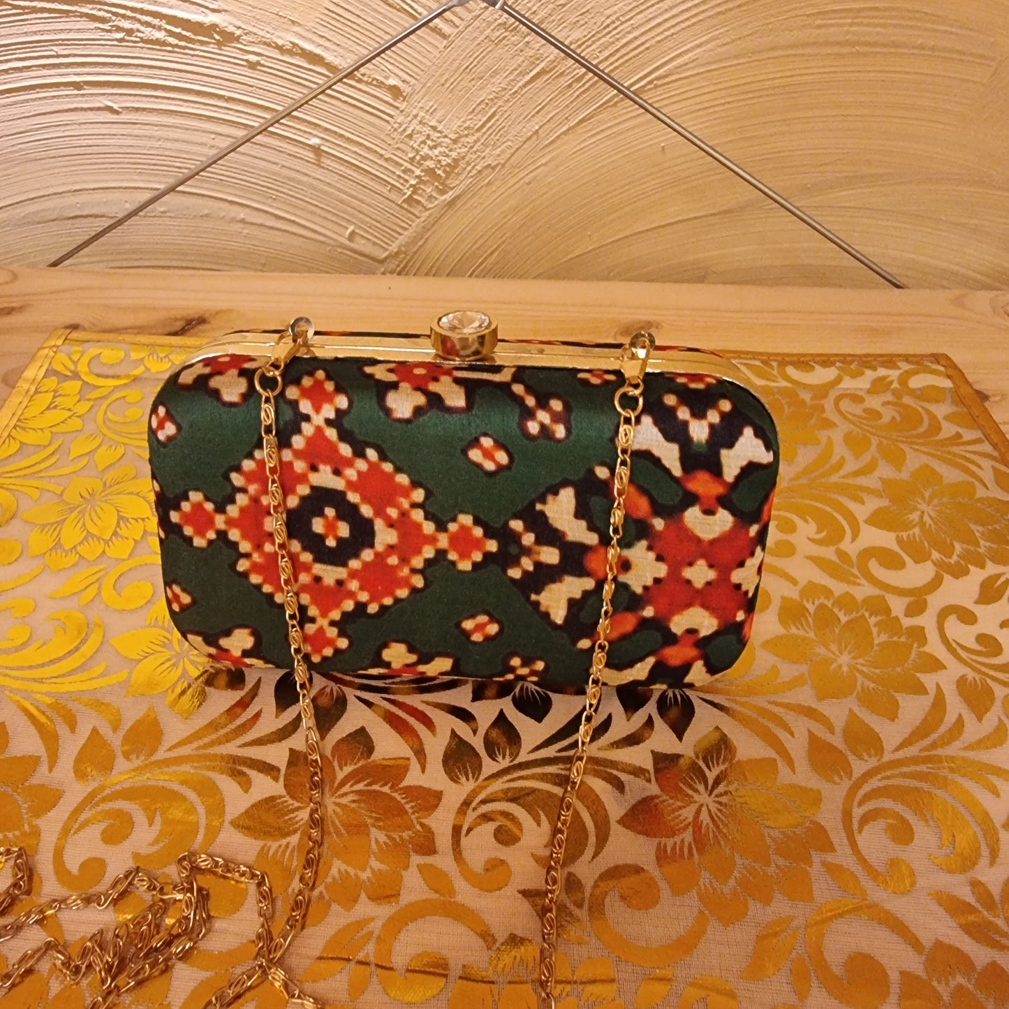 Patola Printed Clutch Bag Green - Urban Roots