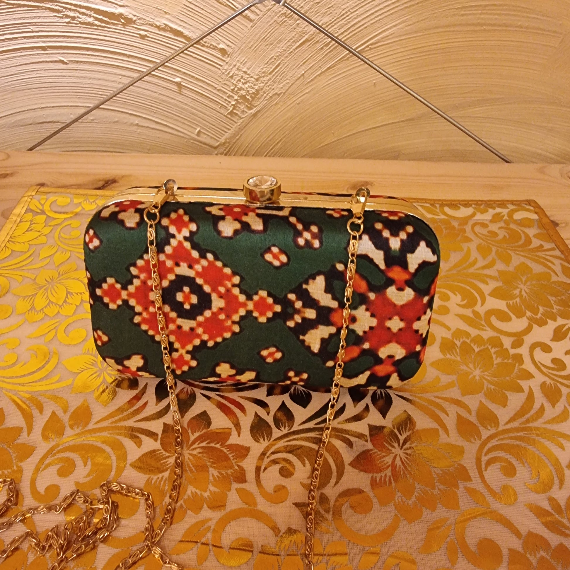 Patola Printed Clutch Bag Green - Urban Roots