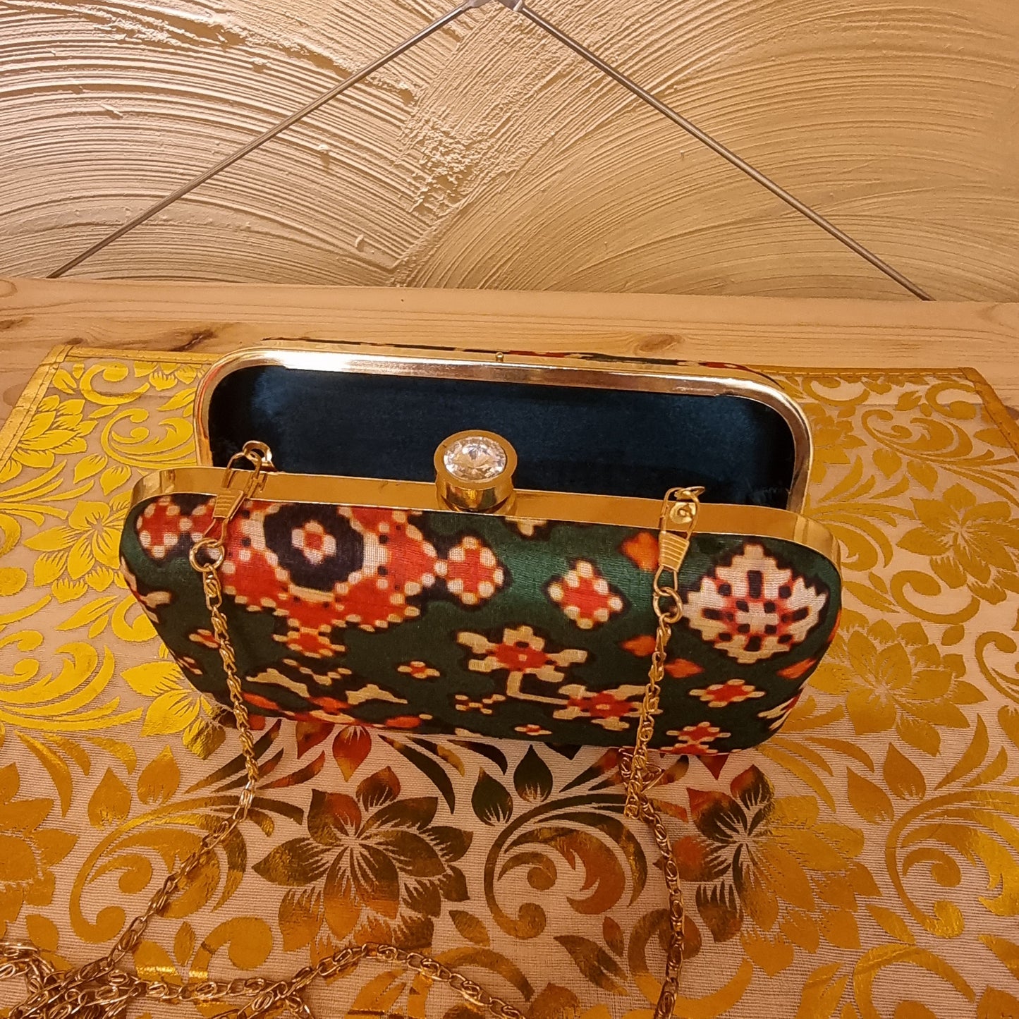 Patola Printed Clutch Bag Green - Urban Roots