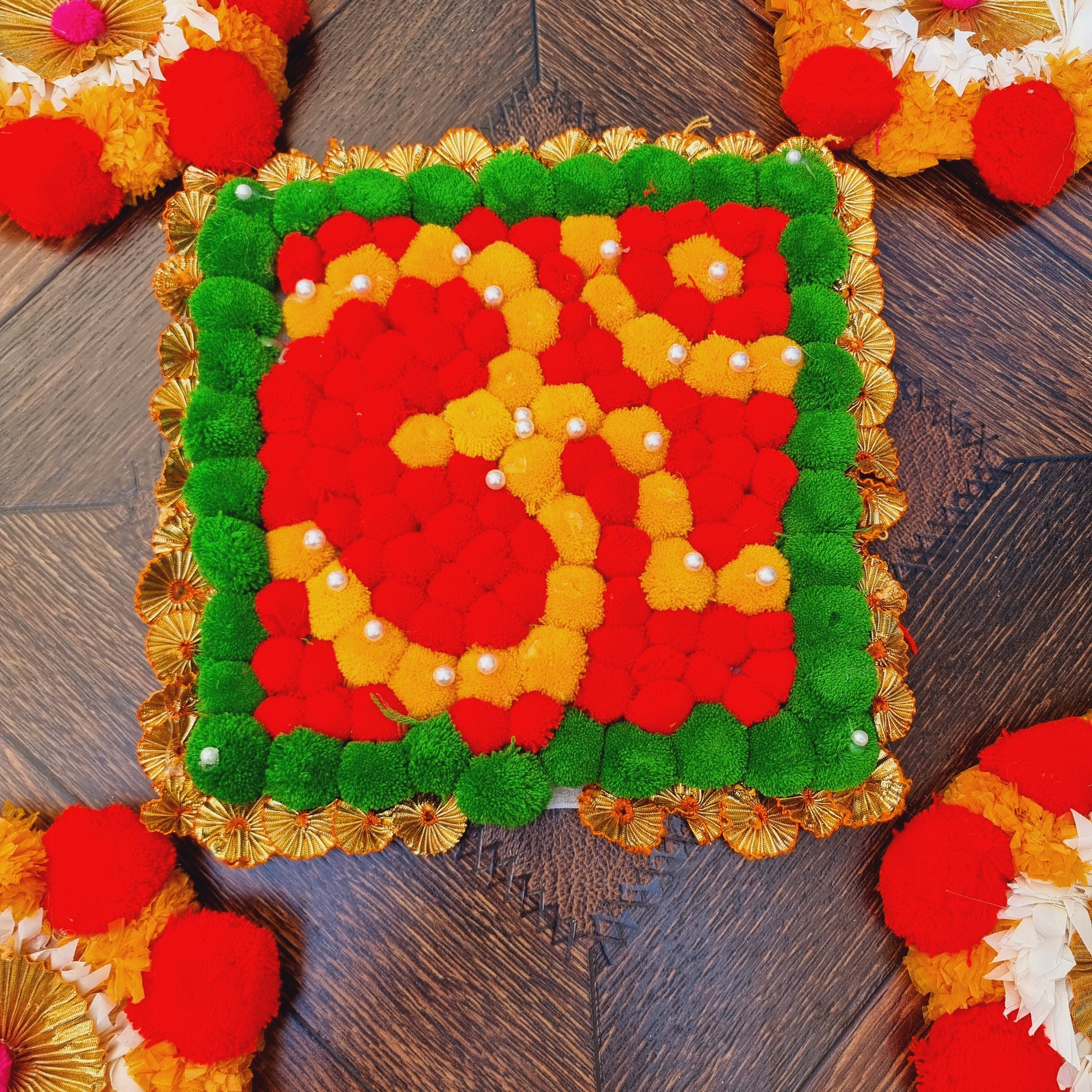 Floral Rangoli Mat ( Set of 5 Pieces) - Urban Roots