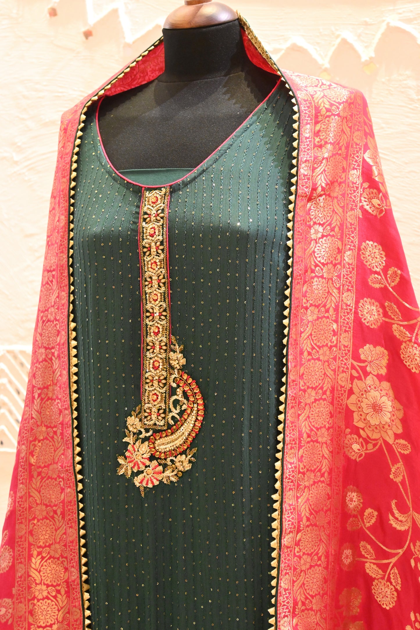Georgette Festive Suit With Banarasi Dupatta - Urban Roots
