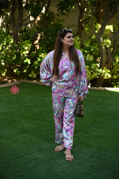 Satin Printed Co-ord Set - Urban Roots