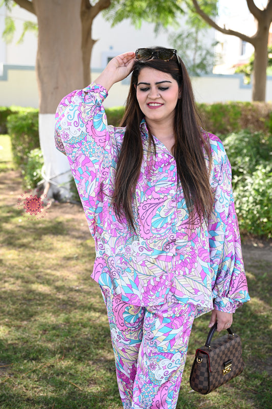 Satin Printed Co-ord Set - Urban Roots
