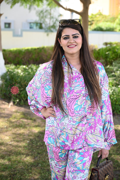 Satin Printed Co-ord Set - Urban Roots