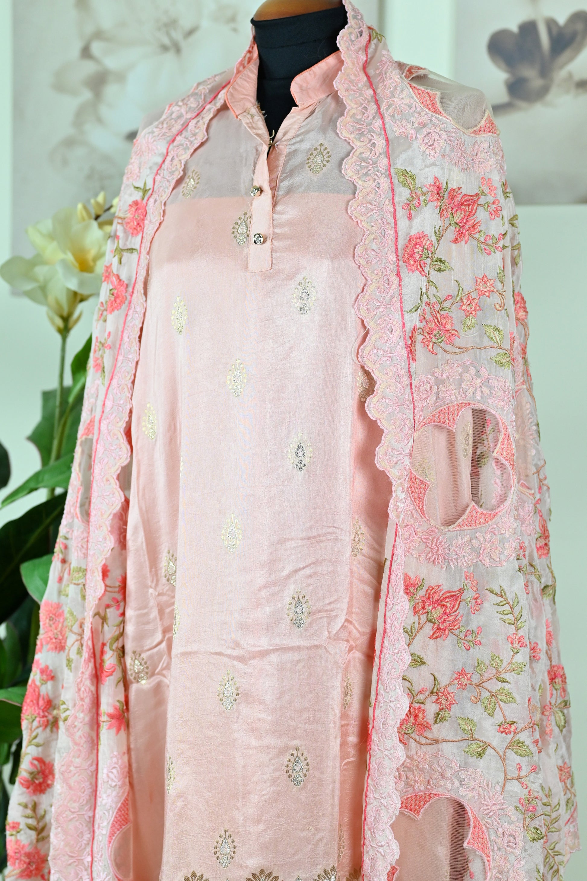 Summer Crepe Festive Suit With Parsi Embroidery Work - Urban Roots