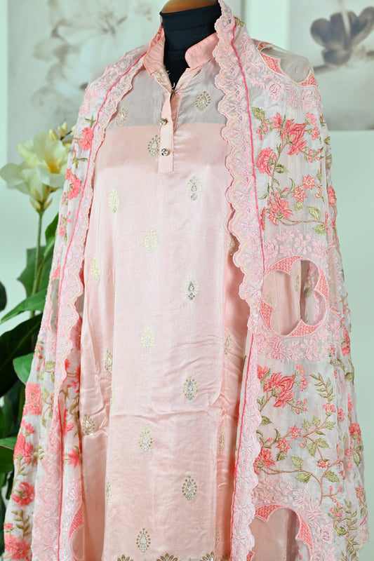 Summer Crepe Festive Suit With Parsi Embroidery Work - Urban Roots