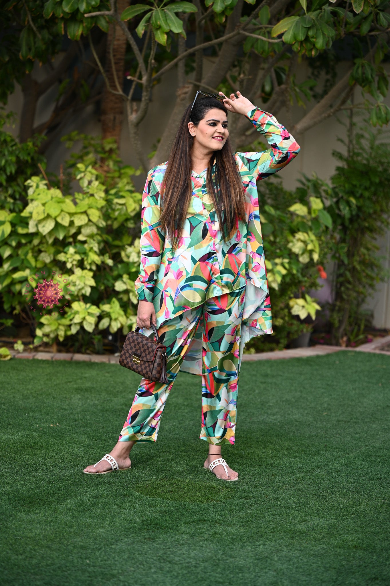 Satin Printed Co-ord Set - Urban Roots