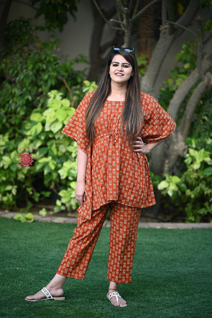 Cotton Printed Kaftan Co-ord Set