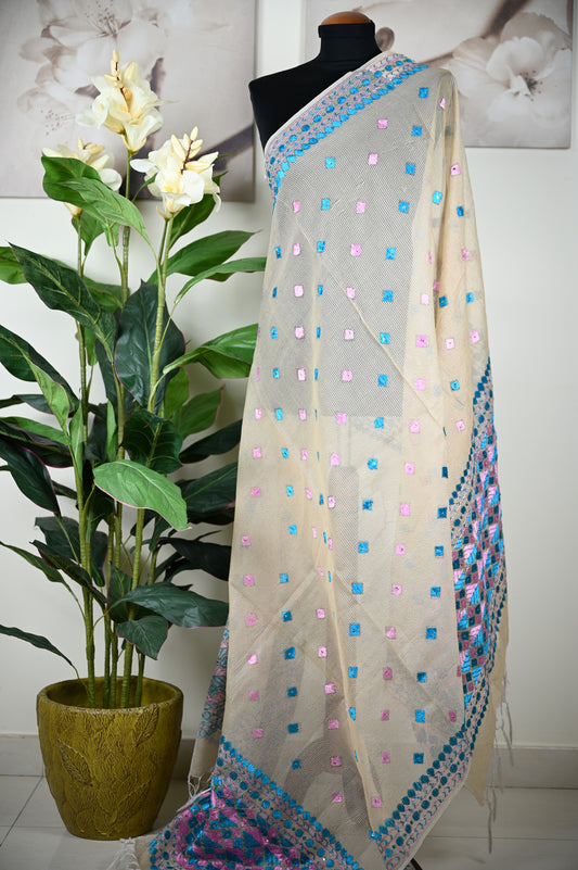 Kota Doria Phulkari Dupatta - Urban Roots