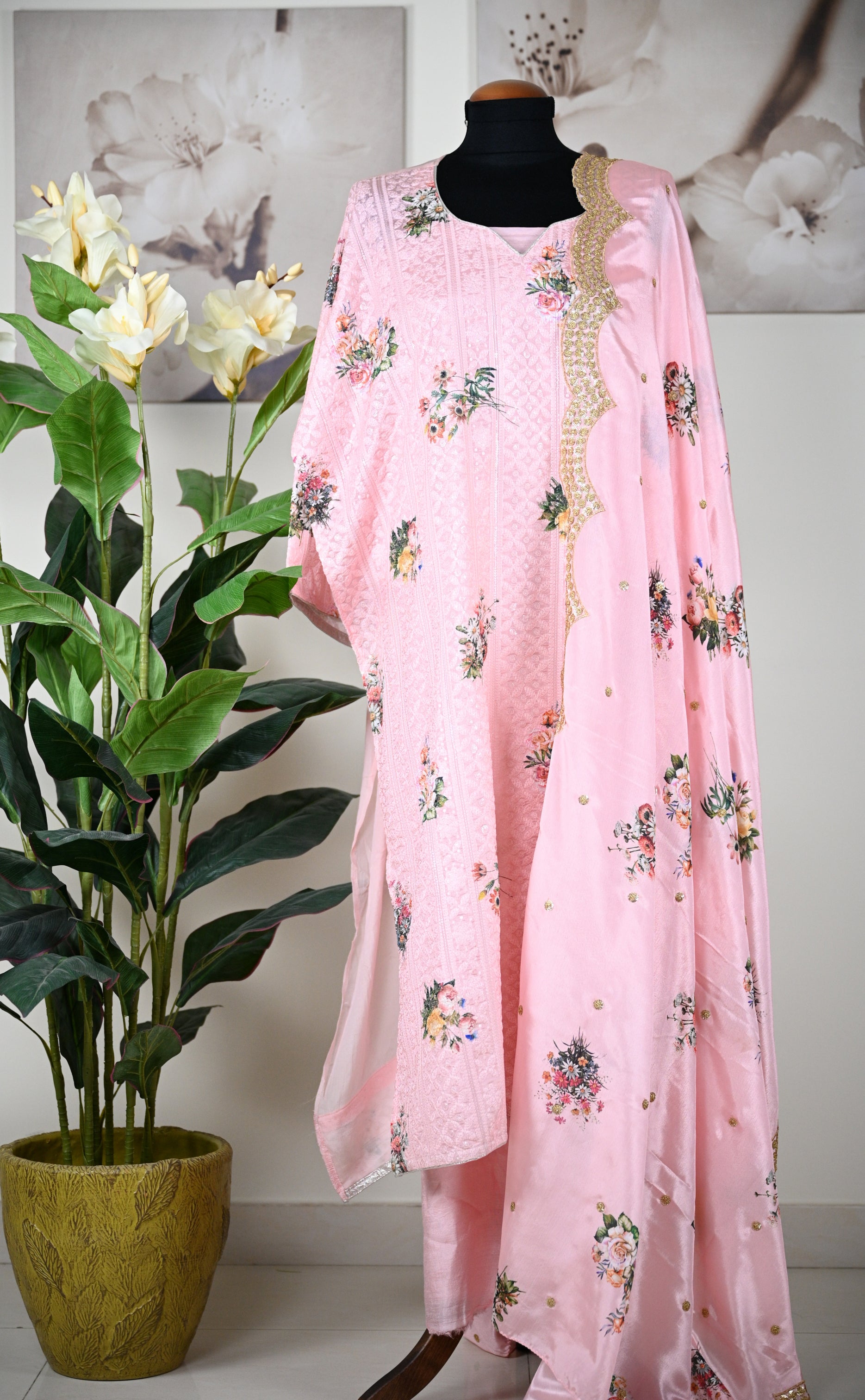 Georgette Festive Suit With Satin Dupatta - Urban Roots