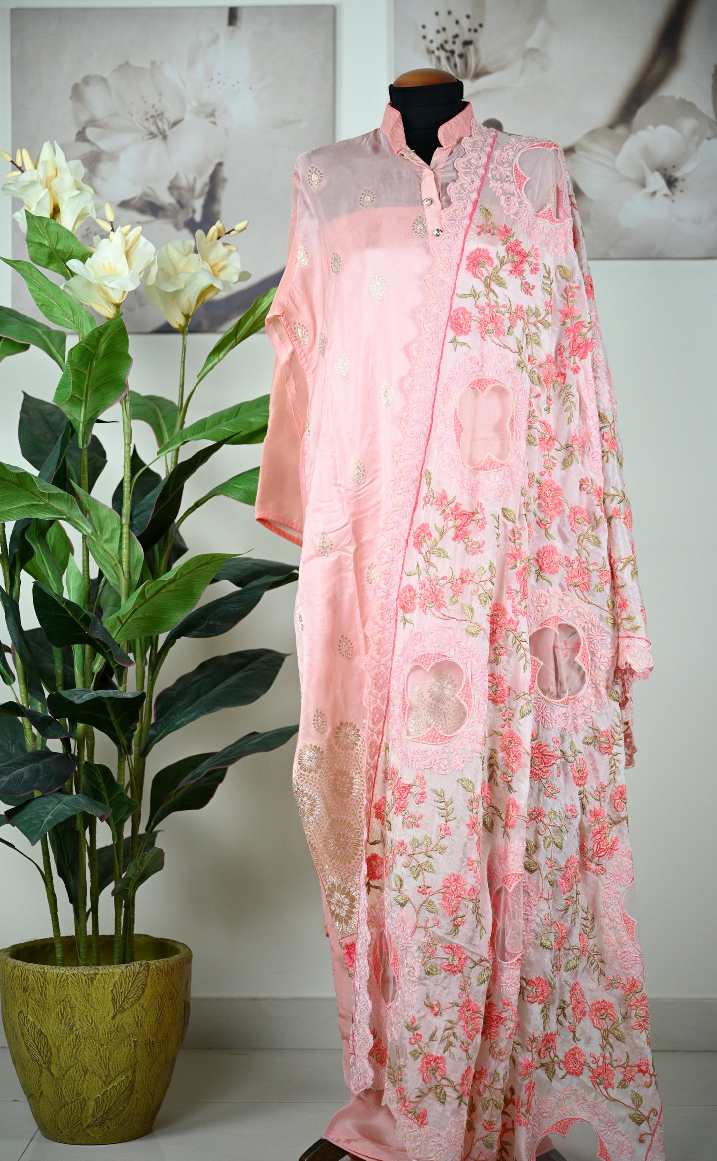 Summer Crepe Festive Suit With Parsi Embroidery Work - Urban Roots