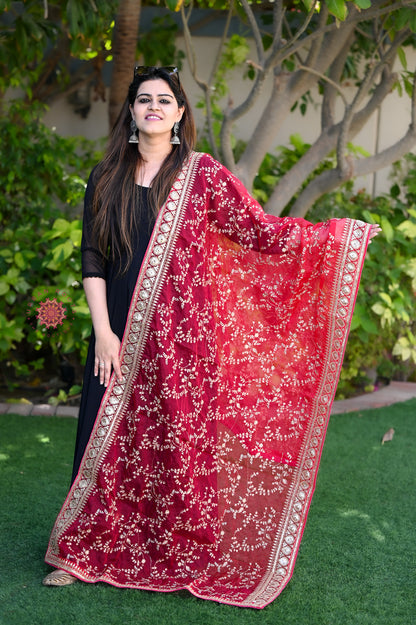 Zari Work Organza Dupatta