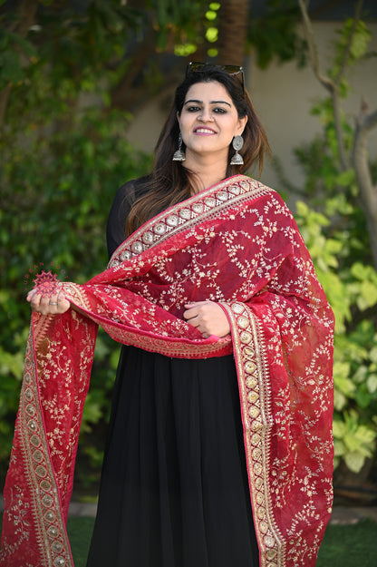 Zari Work Organza Dupatta