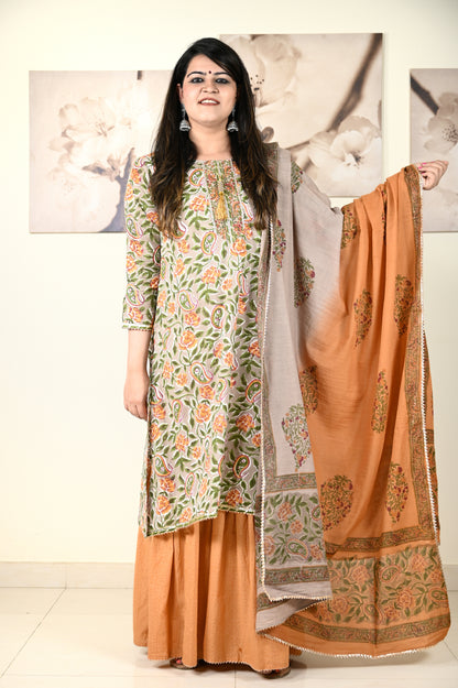 Hand Block Printed Stitched Sharara - Urban Roots