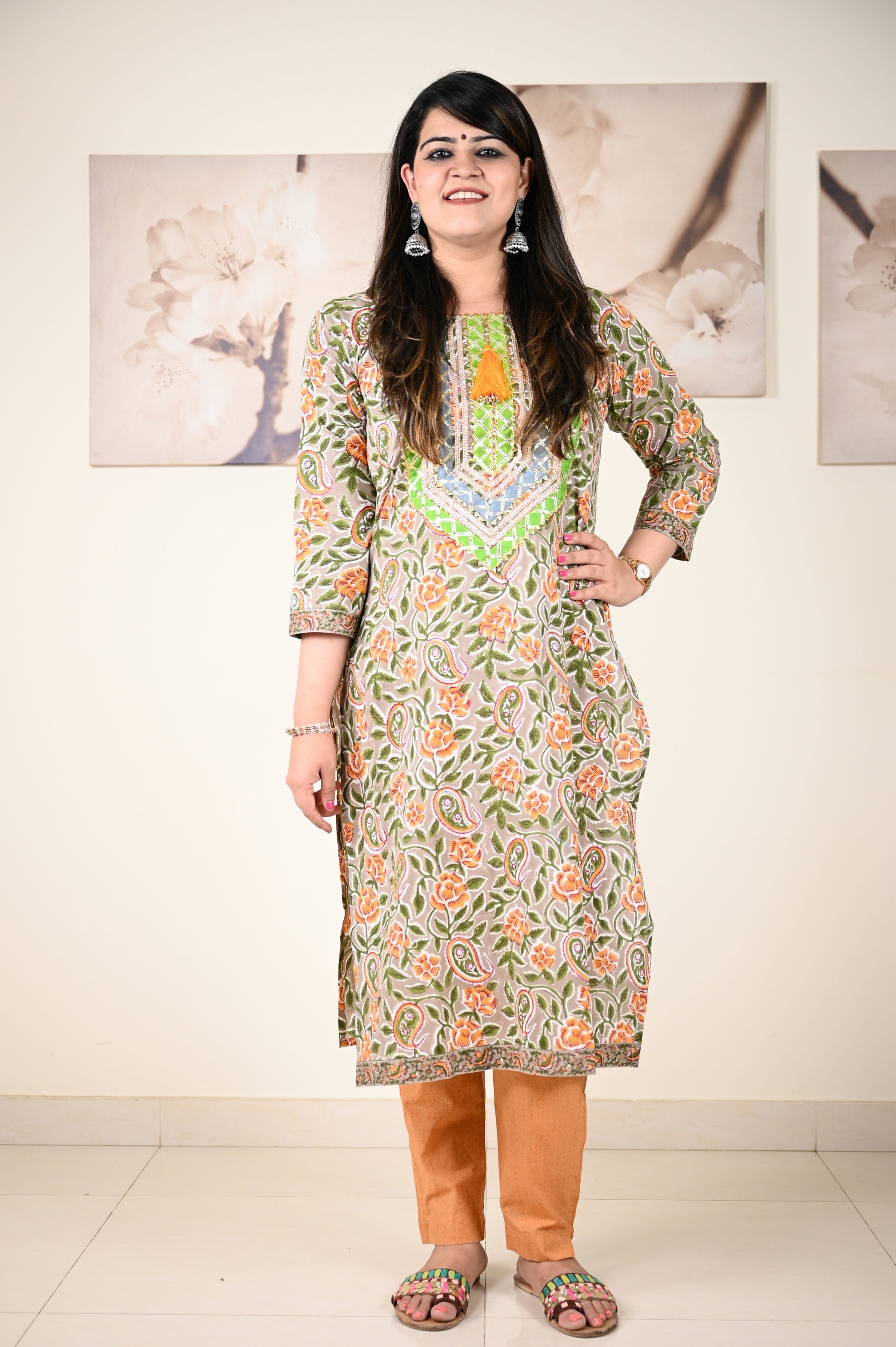 Hand Block Printed Stitched Straight Suit - Urban Roots
