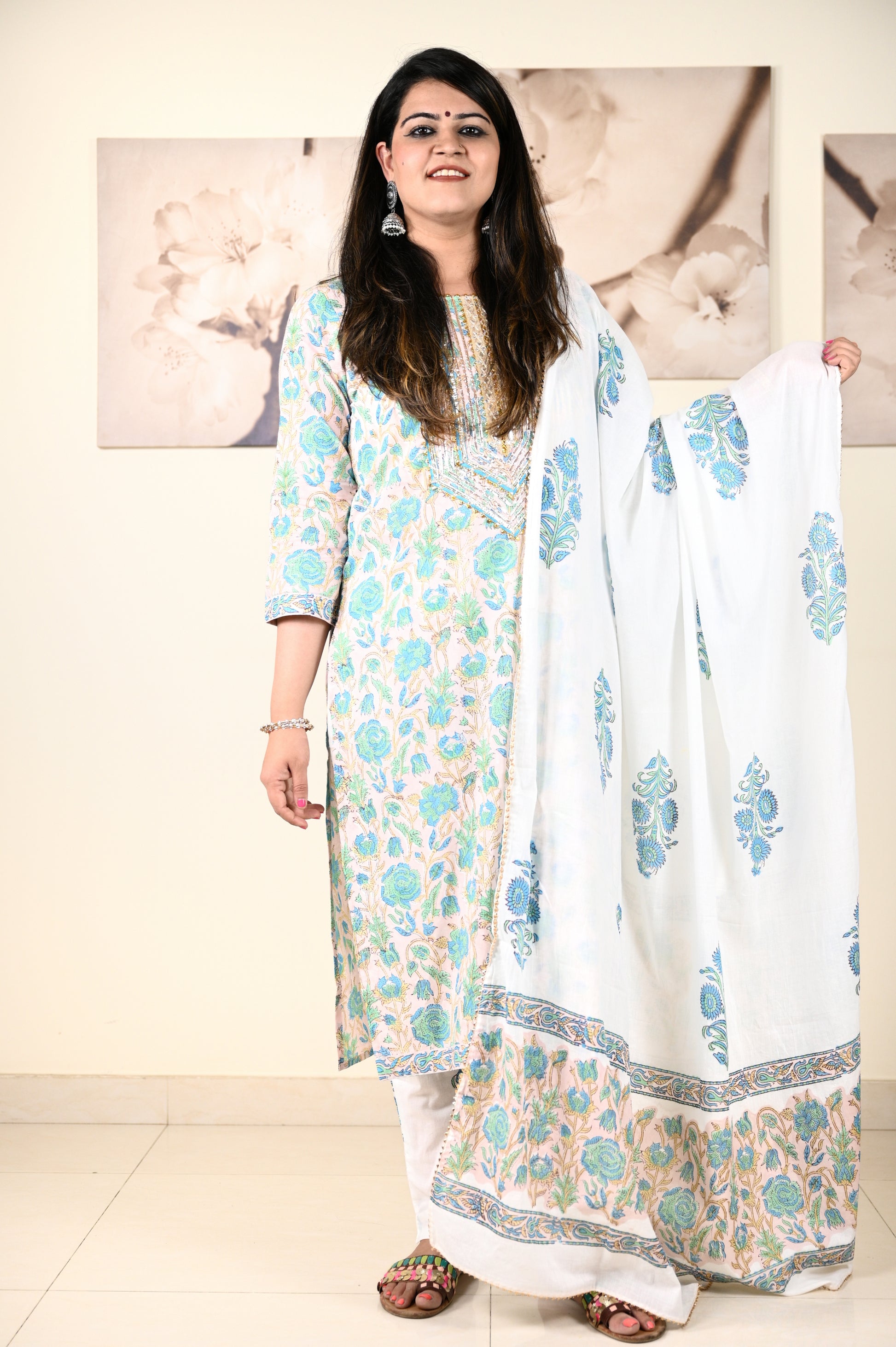 Hand Block Printed Stitched Straight Suit - Urban Roots