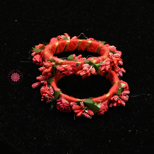 Gota Floral Bangles Orange Set of 2 - Urban Roots