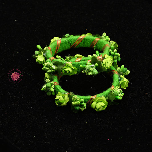 Gota Floral Bangles Green Set of 2 - Urban Roots