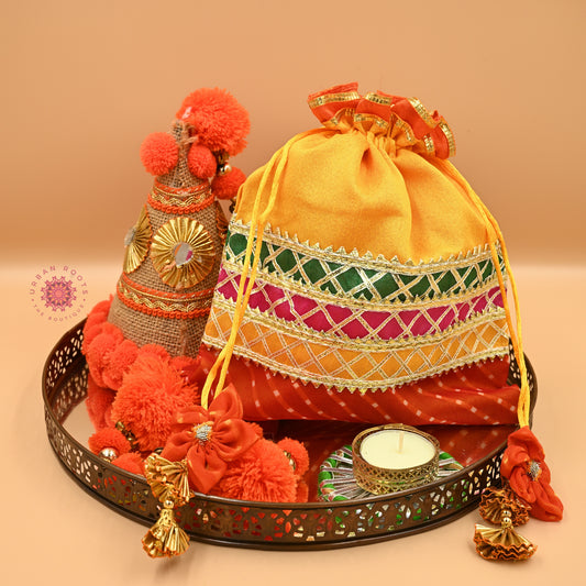 Lehriya Potli Gifting Bag Yellow - Urban Roots