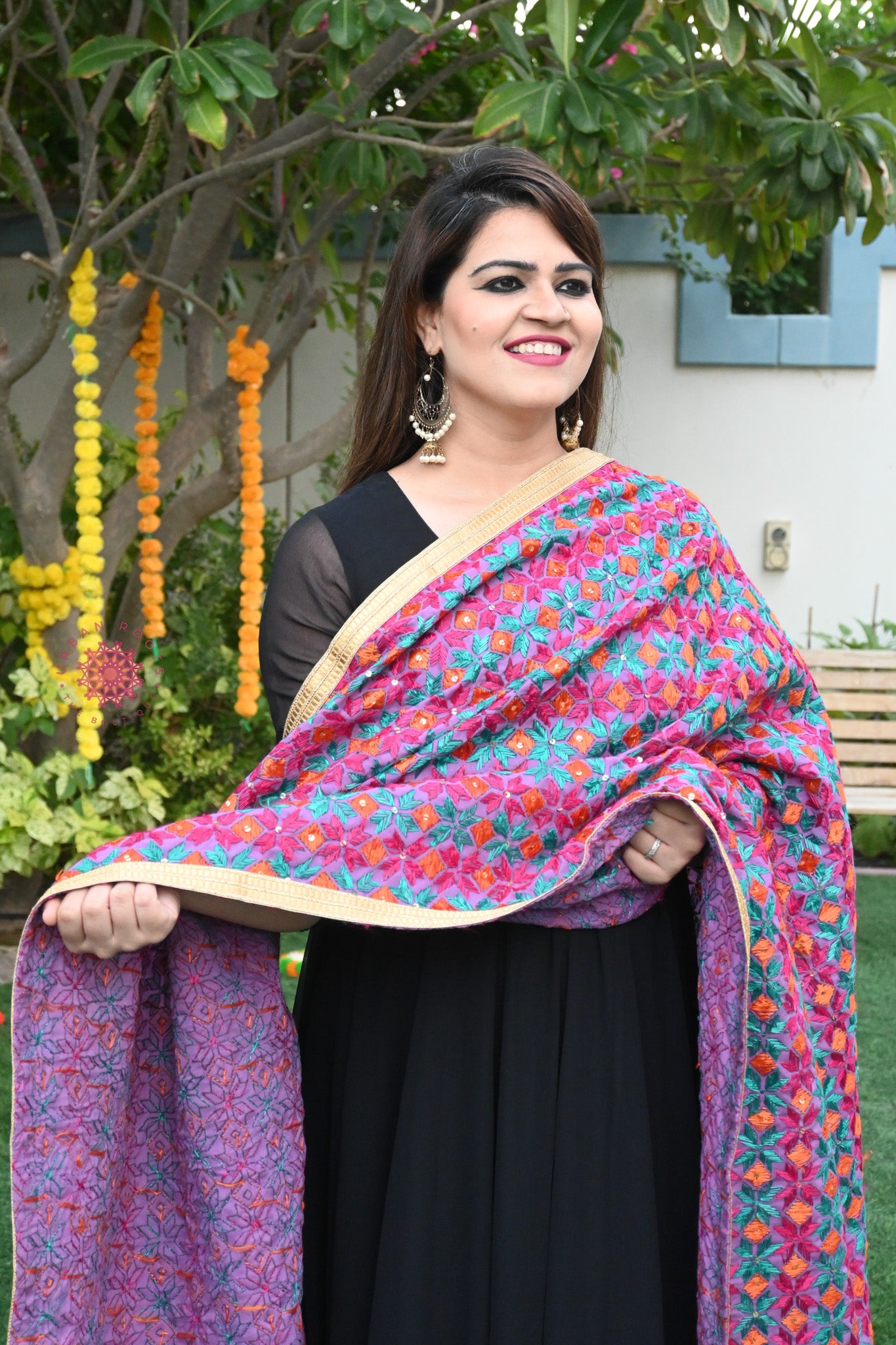 Cotton Phulkari Bagh Dupatta - Urban Roots