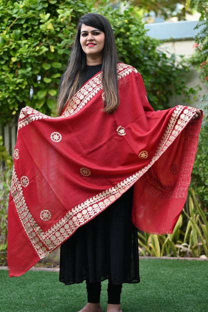 Pashmina Silk Gota Patti Stole - Urban Roots