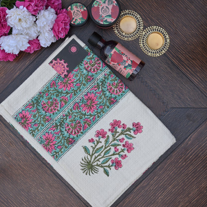 Hand Block Printed Waffle Towel Set (1+2) - Urban Roots