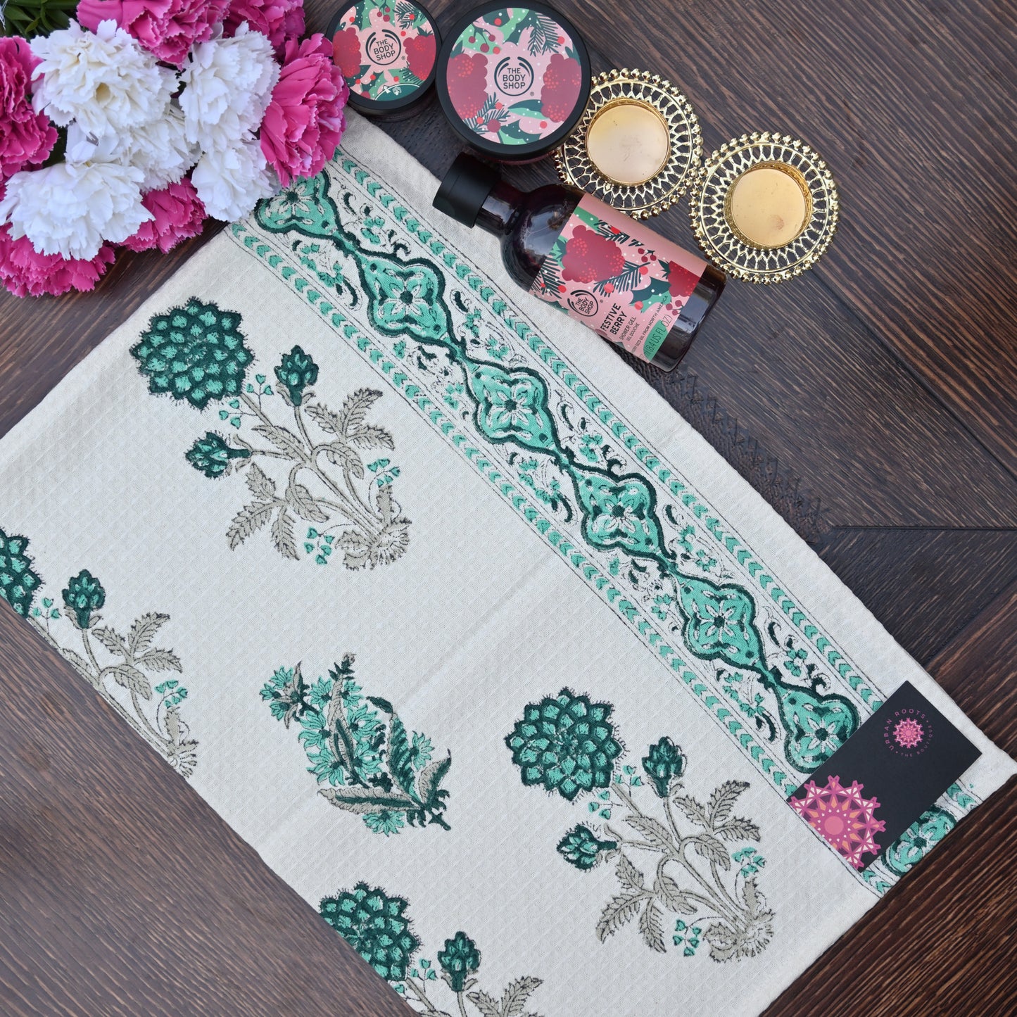 Hand Block Printed Waffle Towel Set (1+2) - Urban Roots