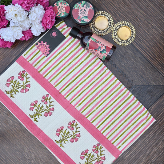 Hand Block Printed Waffle Towel Set (1+2) - Urban Roots