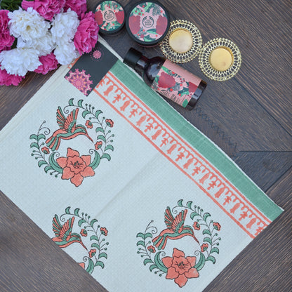 Hand Block Printed Waffle Towel Set (1+2) - Urban Roots